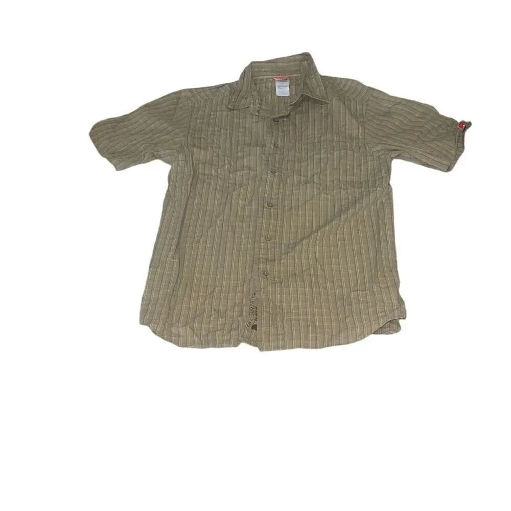 The North Face Men’s Short Sleeve Brown Button Up Shirt Outdoors size S Small